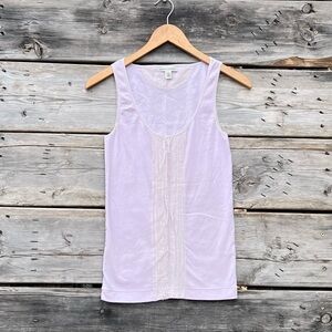 Banana Republic Organic Cotton Blend Lavender Tank Top with Silk Frill Size M